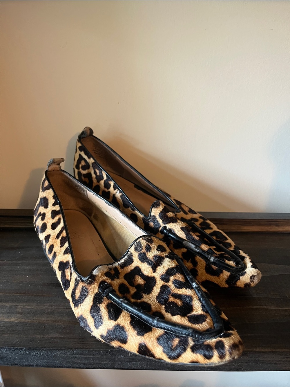 Franco Sarto Leopard Print Loafers in Brown and Black